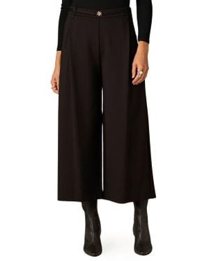 Wit & Wisdom Skyrise Pleated Belted Cropped Wide Leg Pants - Black