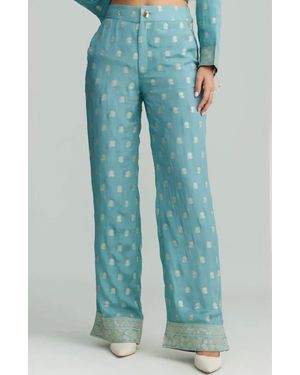 holiCHIC Zoya Metallic Wide Leg Pants - Blue