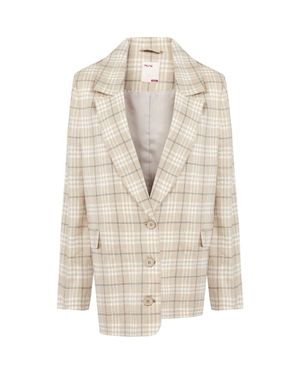 Pcfg Linen Blend Free Heaven Checked Blazer - Natural