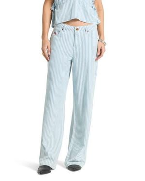 Brixton The Chloe Embroidered Pocket Wide Leg Jeans - Blue