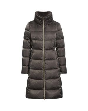 Herno Faux Fur Trim Satin Down Coat - Black