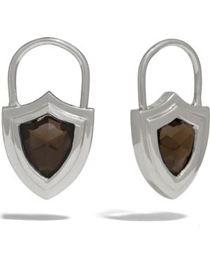 Awe Inspired Shield Huggie Earrings - Metallic