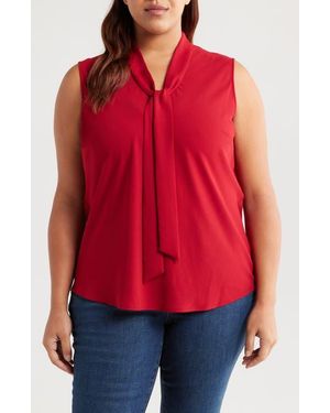 Kasper Sleeveless Tie Front Top - Red
