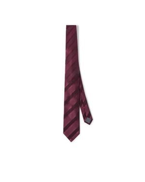 Brunello Cucinelli Striped Silk Necktie - Purple