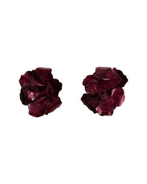 Mango Flower Statement Stud Earrings - Red