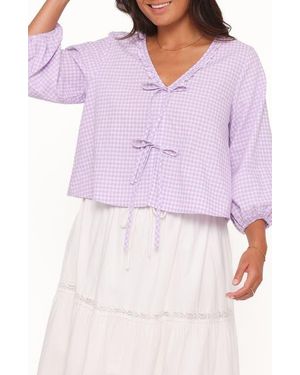 Petal & Pup Fainche Gingham Cotton Blend Top - Purple
