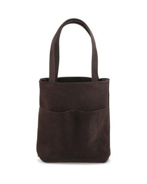 EZRA ARTHUR Brooklyn Nubuck Suede Leather Tote Bag - Black