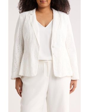 Cece Eyelet Lace Blazer - White