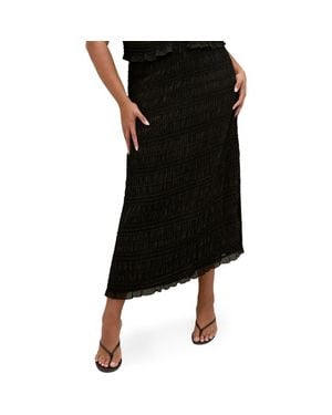 City Chic Emelia Smocked Midi Skirt - Black