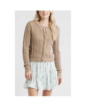 BP. Pointelle Knit Cardigan - Natural