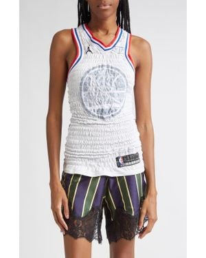 Conner Ives Reconstituted Shirred Basketball Jersey - White