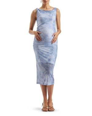 Ripe Maternity Jordan Off Shoulder Dress - Blue