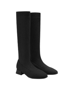 VIVAIA Tara Pro Square-Toe Water Repellent Wool Knee-High Boots - Black