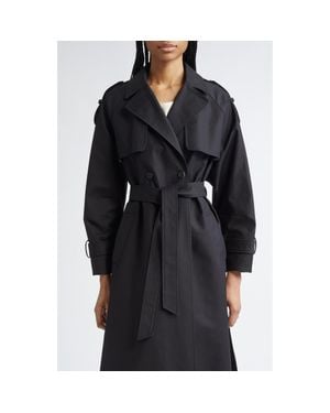 Partow Rory Belted Compact Cotton Trench Coat - Black