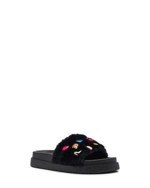 Steve Madden Kids' Jdumbo-R Faux Fur Slide Sandal - Black