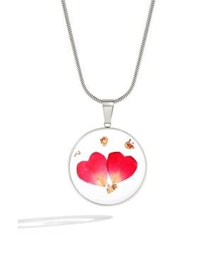 Mint & Lily Pressed Birth Flower Necklace - Red