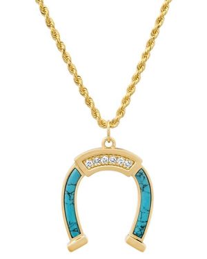 Established Diamond & Horseshoe Pendant Necklace - Metallic