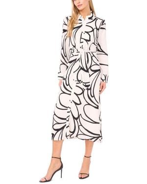 Halogen® Abstract Print Tie Waist Maxi Dress - White