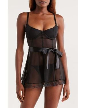 Coquette Mon Amour Underwire Chemise - Black