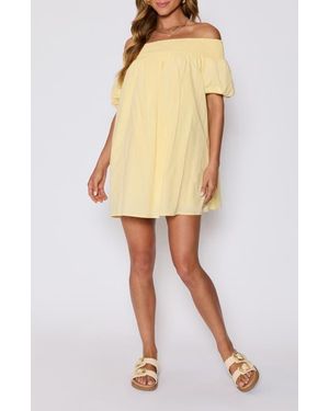 Vici Collection Lydia Smocked Off The Shoulder Cotton Minidress - Natural