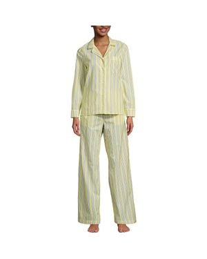 Lands' End Cotton Poplin 2 Piece Pajama Set - Yellow