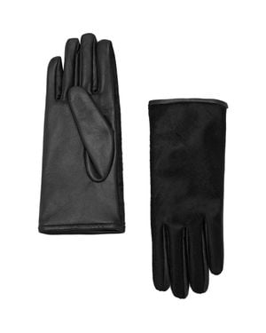 Mango Leather & Faux Fur Reversible Gloves - Black