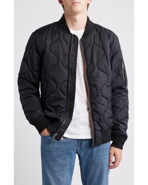 Schott Nyc Dumbbell Quilted Ma-1 Ripstop Nylon Bomber Jacket - Black