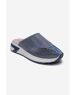 Prologue Shoes Glea Mesh Rhinestone Mules - Blue