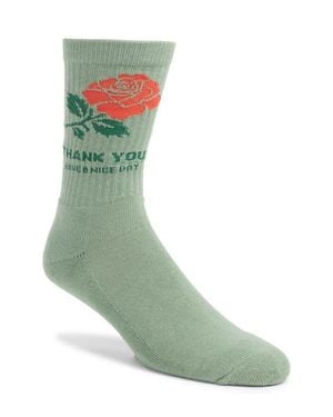 Market Rose Crew Socks - Green