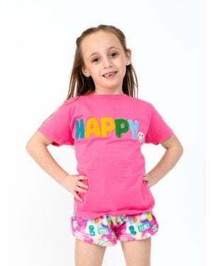 PREPPY GOOSE Happy Short Sleeve T-Shirt - Pink
