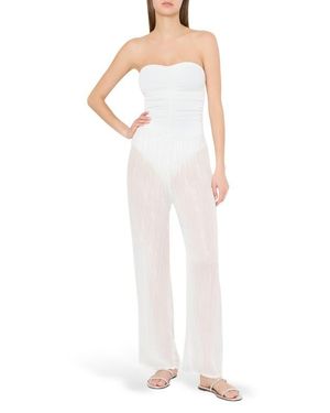 MILLY Celina Pinstripe Cover-Up Pants - White