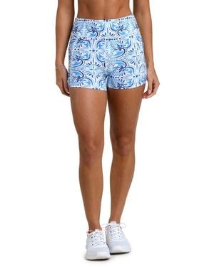 La Blanca Tile High Waist Bike Shorts - Blue