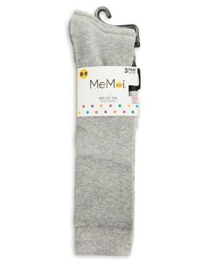 Memoi Write On Camp Kids Knee High Socks 3-Pack - Gray