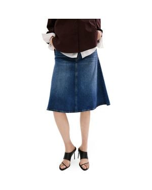 Mango Denim Midi Skirt - Blue