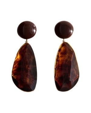 Mango Resin Pendant Drop Earrings - Brown
