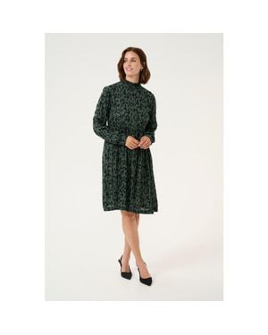 Kaffe Kaluna Above The Knee High Neck Dress - Green