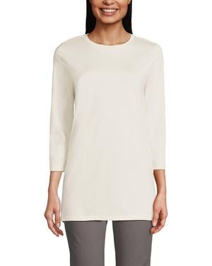 Lands' End 3/4 Sleeve Cotton Supima Tunic - White