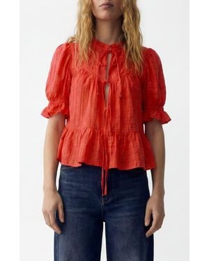 PER UNA BY M&S Embroidered Tie Front Top