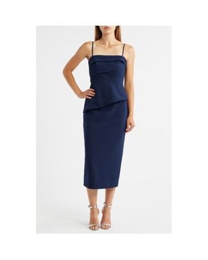 Black Halo Marla Pleated Top & Pencil Skirt Set - Blue