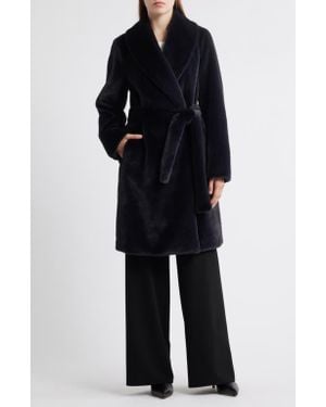 Michael Kors Faux Fur Belted Coat - Black