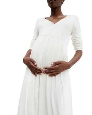 Hatch Collection The Softest Rib Long Sleeve Maternity/Nursing Dress - White