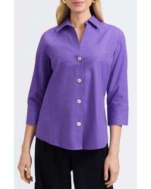 Foxcroft Paityn Non-Iron Cotton Shirt - Purple