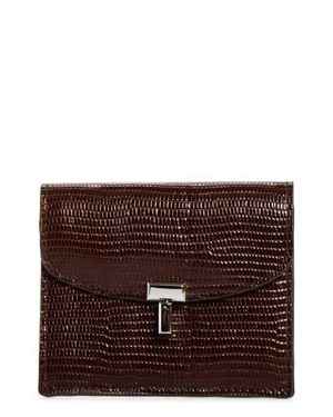 TOTEME T-Lock Lizard Embossed Card Holder - Purple