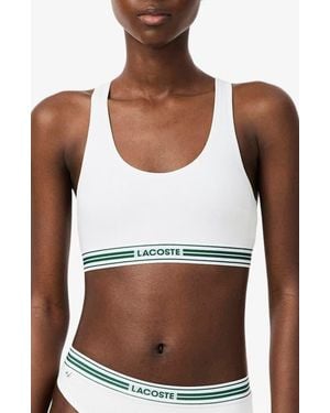 Lacoste Racerback Padded Stretch Cotton Bralette - White