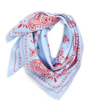 Lost Pattern Paisley Silk Bandana - Blue