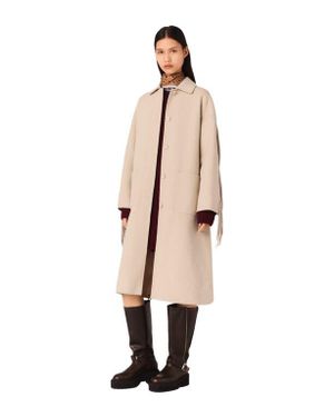 Maje Long Wool Coat - Natural
