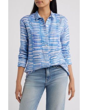 Apny Linen Button-Up Shirt - Blue