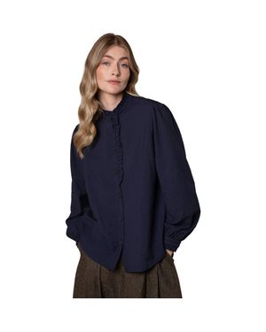 Celtic & Co. Textured Frill Collar Blouse - Blue