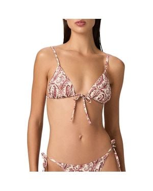 PAIGE Cameron Tie Front Triangle Bikini Top - Brown