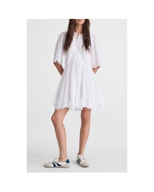 Madewell Eyelet Flutter Sleeve Cotton Minidress - White